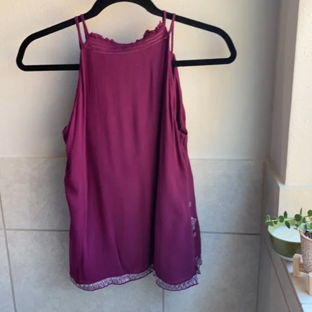 WHBM Plum Embroidered Sleeveless Top Size X Small - Picture 4 of 6